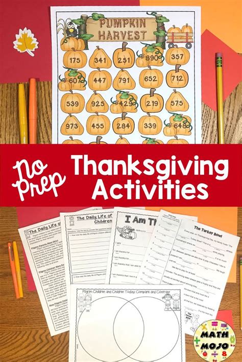 Thanksgiving Activities For Third Graders