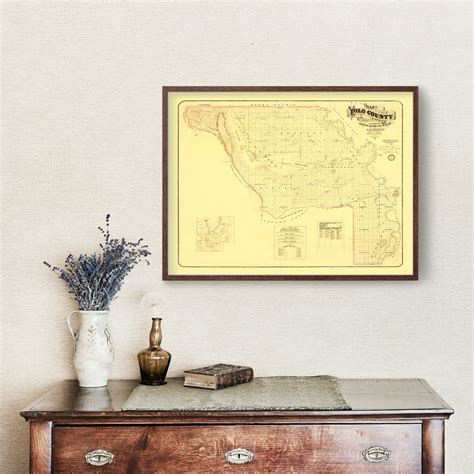 Vintage Map Of Yolo County California 1871 By Teds Vintage Art