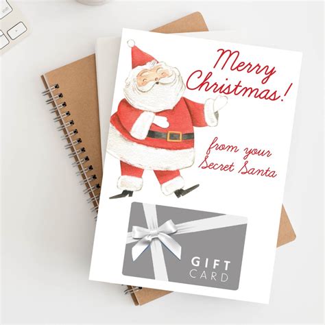Secret Santa Gift Card Holder Printable Christmas Gift Card Etsy