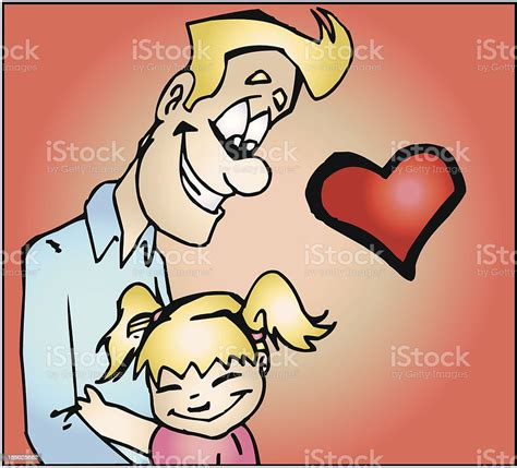 Padre E Hija Que Abrazan Ilustración Vectorial De Dibujos Animados