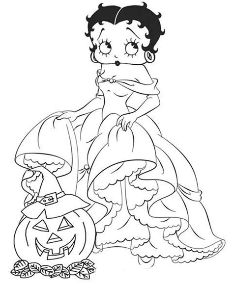 Betty boop with her little pet coloring page free betty boop. Desenho de Betty Boop princesa no Halloween para colorir ...