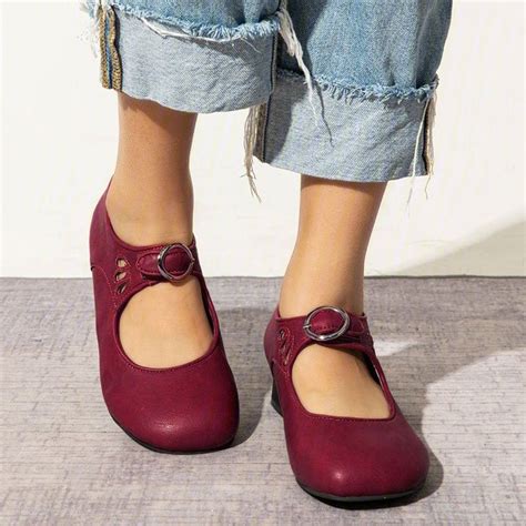 Mary Janes Blue Summer Low Heel Vintage Women Shoes