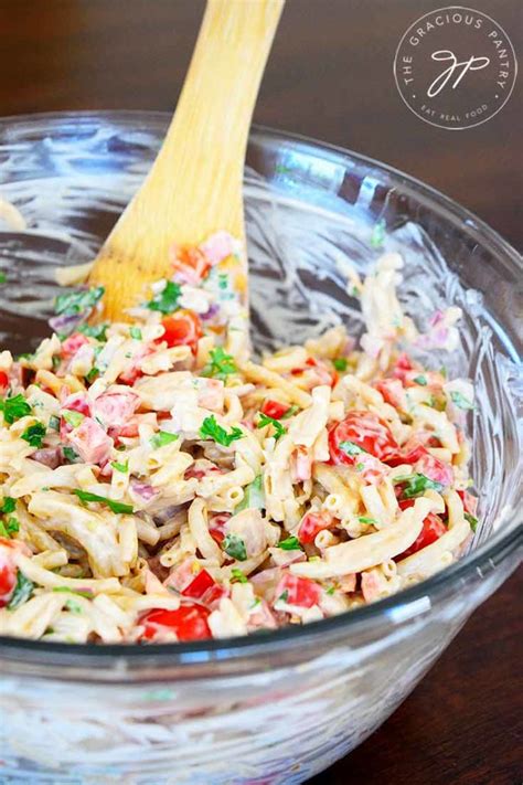 This version is studded with an array of colorful veggies for a pleasing presentation. Easy Macaroni Salad | The Gracious Pantry | Clean Eating ...