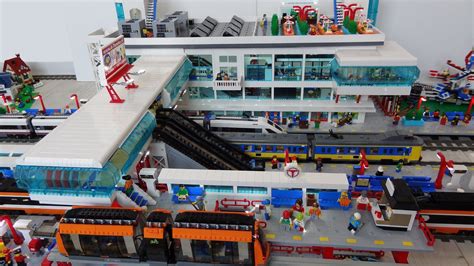 Huge Lego Train Station Moc Of 25000 Bricks With Lego Monorail And Bus