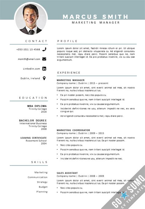 Finance resume templates are a sound way to investigate the field, to see what hiring managers are looking for in specific sectors and what content should be used to catch their attention. CV Template Dublin | Dolor