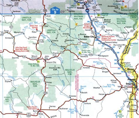 Map Of I 84 Interstate Highway Via Oregon Idaho Utah Interchange Exit