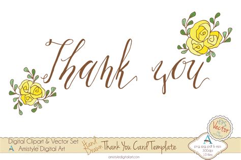 Thank You Yellow Rose Card Template Card Templates On Creative Market