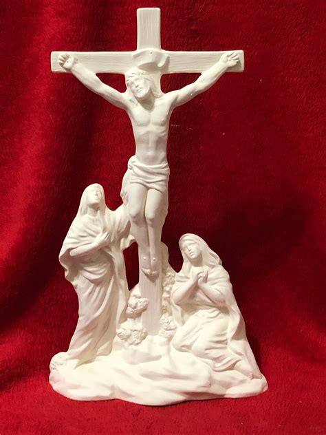 Handcrafted Ceramic Crucifixion Sculpture Religious Home Decor