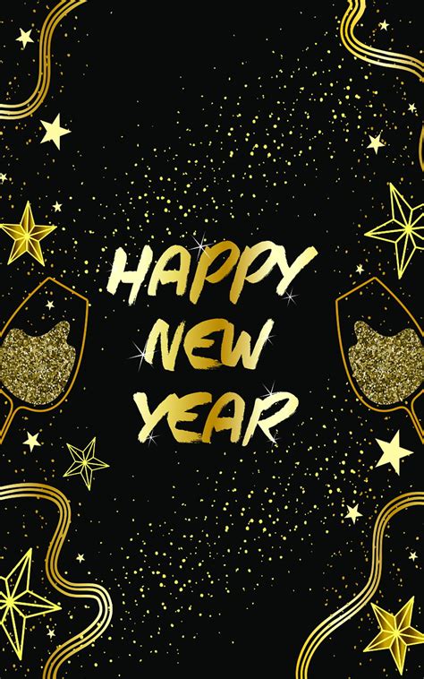 Black Background With Happy New Year Text Overlay Happy New Year Portrait Hd Wallpaper