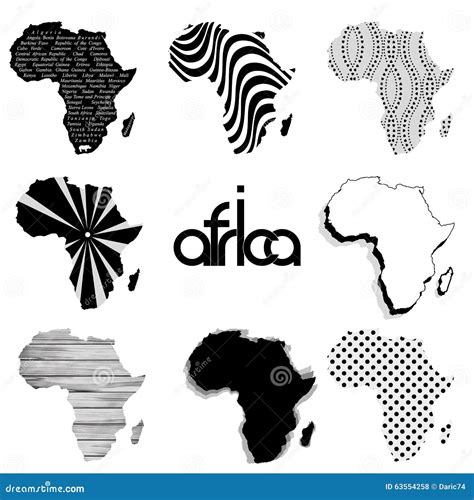An Africa Map Silhouette Isolated With Scuffed Effect Cartoon Vector