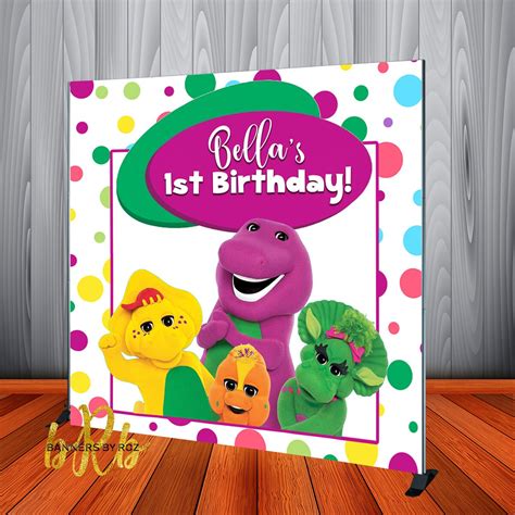 Barney Birthday Party Backdrop Banner Personalized Birthday Etsy