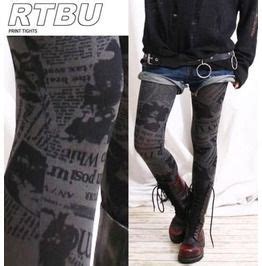 Punk Emo Newspaper Printed Opaque Den Tight Legging Punk Fashion Fashion Wear Grunge