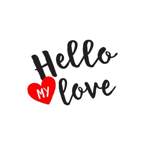 Hola Mi Amor Letras Con Corazón Vector Premium
