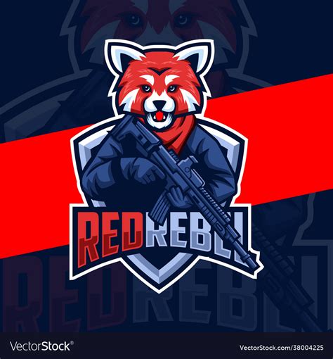 Red Panda Army With Weapon Mascot Esport Logo Vector Image