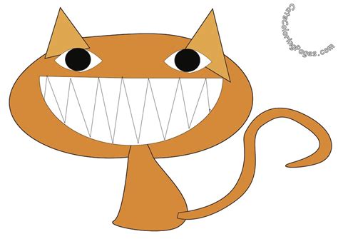 Smiling Orange Cat Coloring Page - Cats Coloring Pages