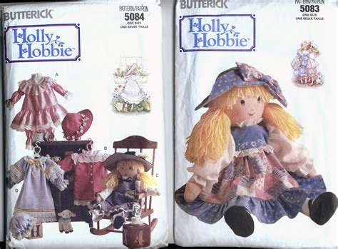 Vintage Cloth Doll Patterns Butterick 16 Holly Hobbie Doll And