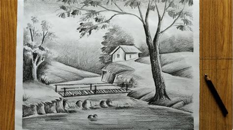 Easy Pencil Sketch Scenery Drawing Step By Step For Beginners How To