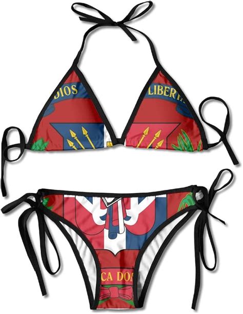 Flag Of The Dominican Republic Bikini Womens Summer Swimwear Triangle Top Bikinis