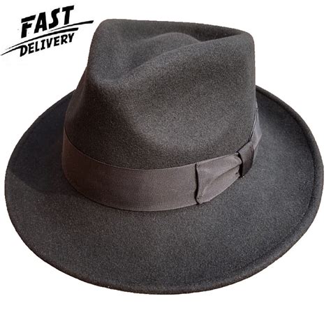 Mens Indiana Jones Style Fedora Crushable Trilby Hat With Wide Band 100