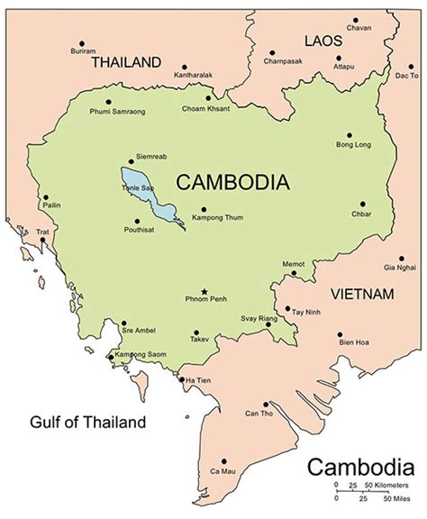 Cambodia Powerpoint Map Major Cities And Capital Maps For Design