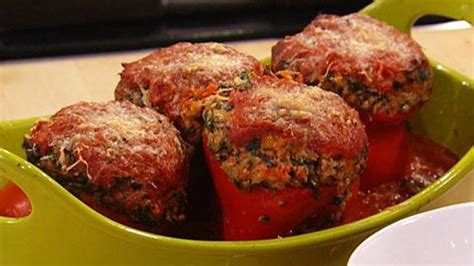 Meatball Stuffed Peppers With Spinach And Garlic Recipe Rachael Ray