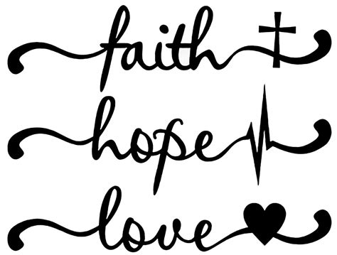 Faith Hope Love Heartbeat Iron On Transfer 4 Divine Bovinity Design