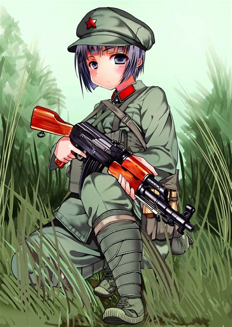 Militar Chicas Anime Con Armas De Fuego