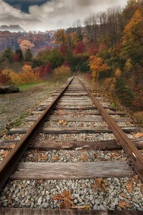 Railroad Tracks In Autumn Autumn Scenery Nature Photography Landscape