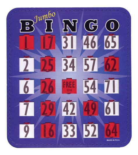 Jumbo Blue Bingo Card With Fingertip Shutter Slide 1 Pc