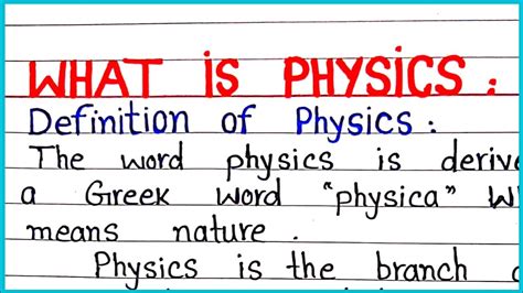 What Is Physics Simple Definition Of Physics Youtube