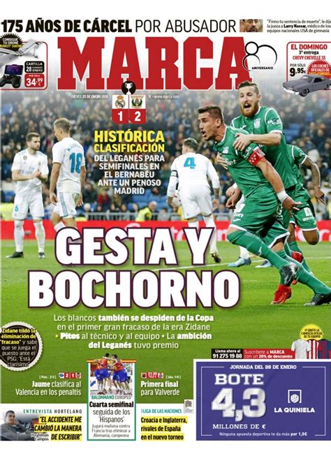Toda la actualidad marca® en nuestro blog. Portada de Marca del día 25/01/2018