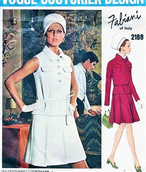 60s Fabiani 2 Pc Dress Pattern Vogue Couturier Design 2180 Pleated