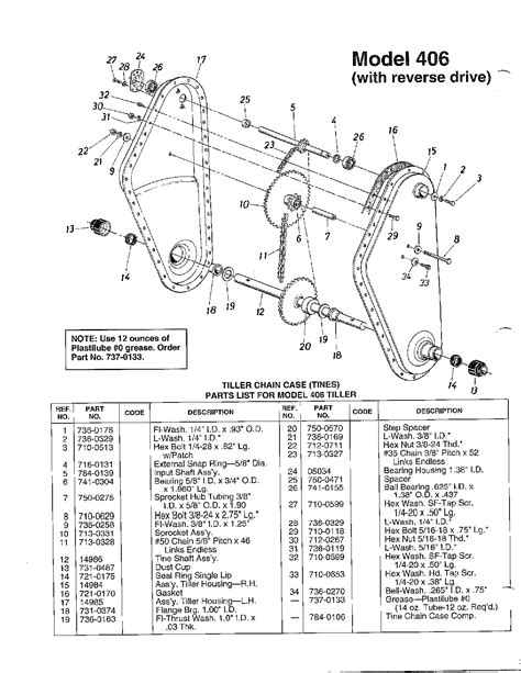 TILLER CHAIN CASE Diagram Parts List For Model Mtd Parts