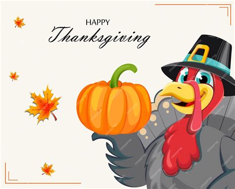 Premium Vector Happy Thanksgiving Day Funny Cartoon Character Turkey