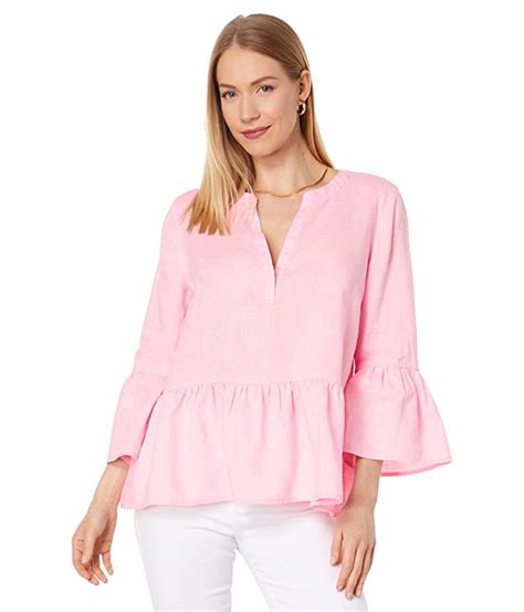 Lilly Pulitzer 34 Sleeve Bekah Linen Top