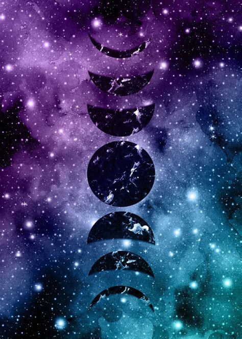 Purple Teal Galaxy Moon 1 Poster By Anitas And Bellas Art Displate