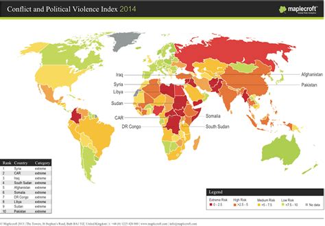 The 16 Countries With The Biggest Risk Of Violence And Unrest