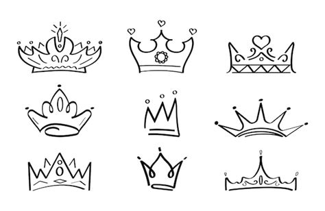 Premium Vector Sketch Crowns Hand Drawn King Queen Crown And