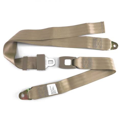 2 Point Tan Lap Seat Belt Standard Buckle Pair