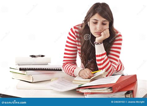 Teenage Girl Overwhelmed By Homework Stock Photo Image Of Anxious
