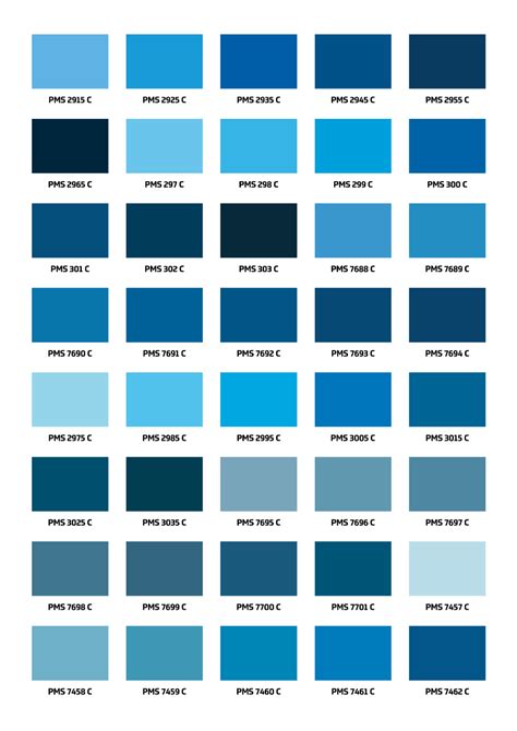 Pantone Colour Chart Pantone Color Chart Color Names Chart Blue