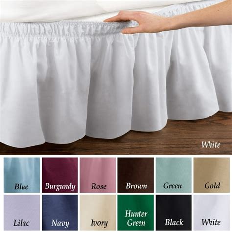 Wrap Around Bed Skirt Easy Fit Elastic Dust Ruffle Queen King Burgundy
