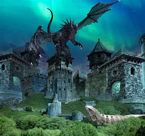 Download Dragon Castle Fantasy Royalty Free Stock Illustration Image