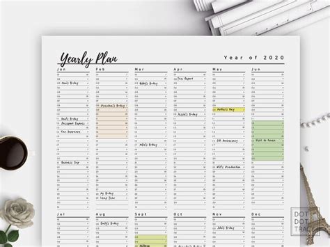 Pin On Printable Yearly Planner Letter And A4 Yearly Goal Set Up