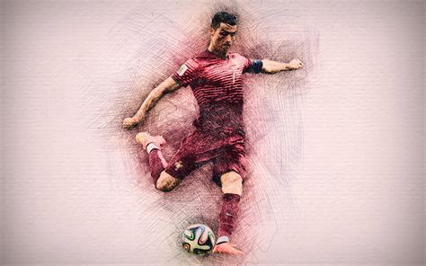Download Cool Soccer Desktop Glowing Red Ronaldo Wallpaper
