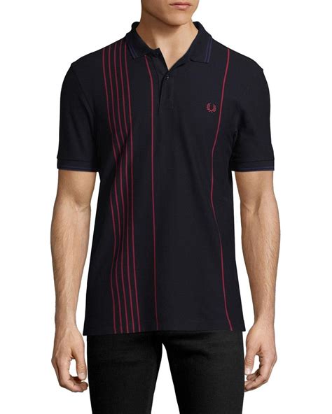 Fred Perry Vertical Striped Polo Shirt In Blue For Men Lyst Canada