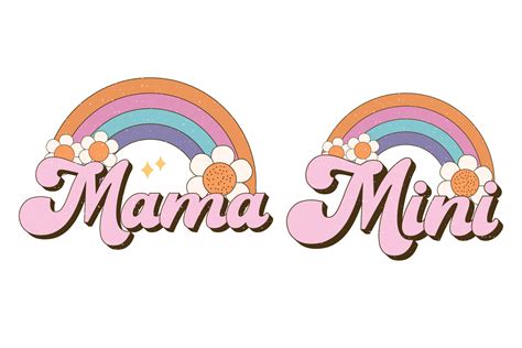Mama Mini Mothers Day Retro Sublimation Vector Design For T Shirts