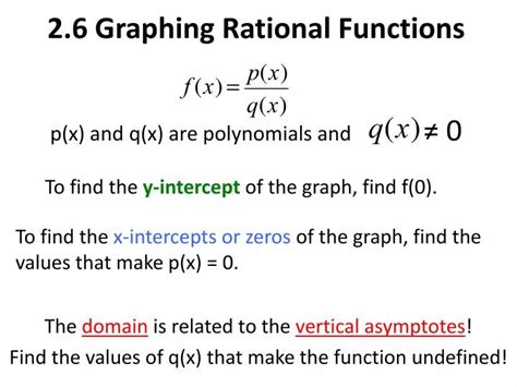 ppt 2 6 graphing rational functions p x and q x are polynomials and ≠ 0 powerpoint