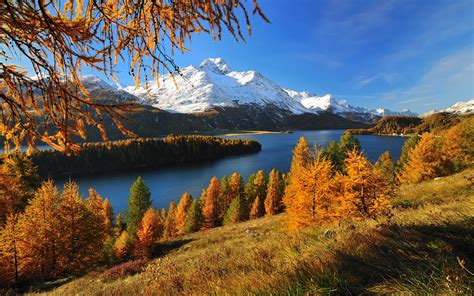 Image Switzerland Silsersee Nature Autumn Mountains Lake 3840x2400