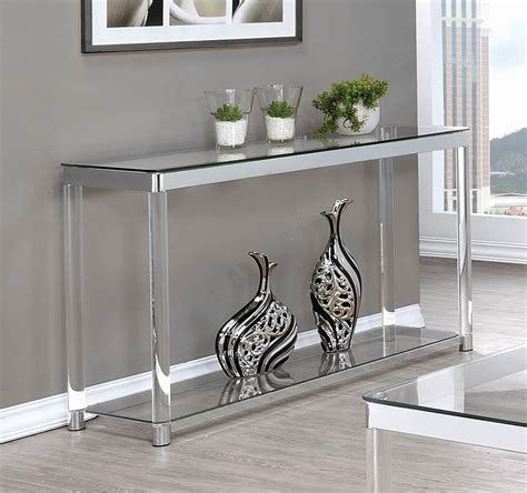 Living Room Glass Top Occasional Tables Claude Sofa Table With Lower